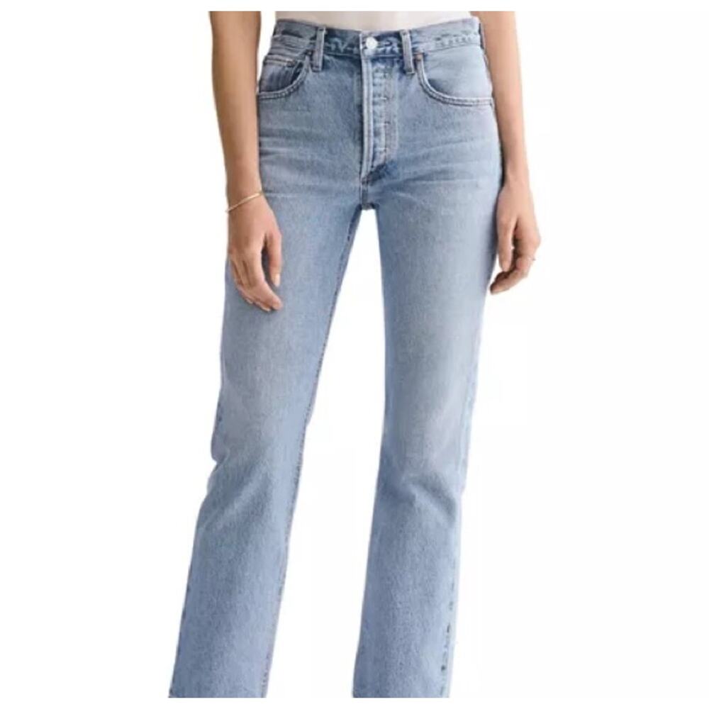 AGOLDE Ripley High Rise Straight Fray Ankle Jeans Riptide Wash 100% Cotton Sz 24